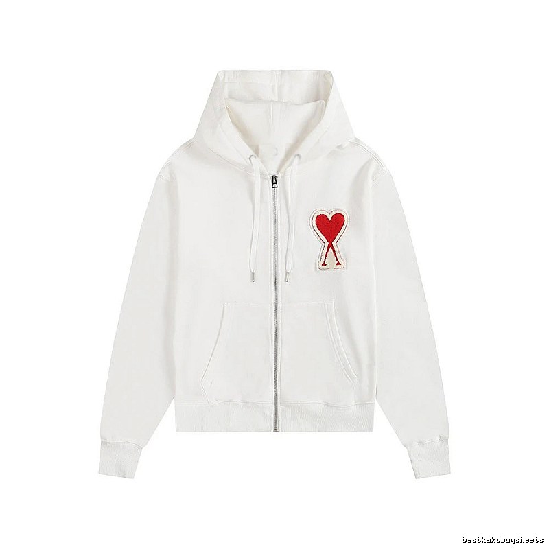 Ami's white hoodie with a cute heart embroidery style