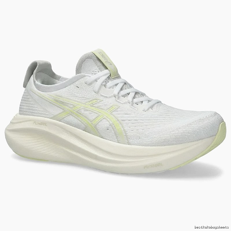 ASICS Racing Style White and Green Running Shoes