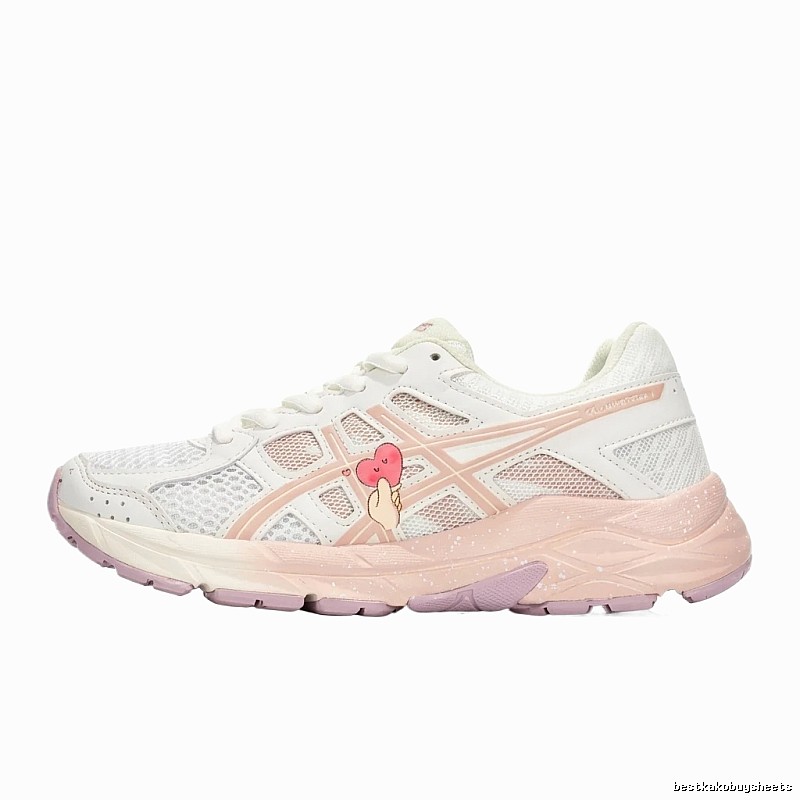 ASICS retro-style white and pink sports shoes