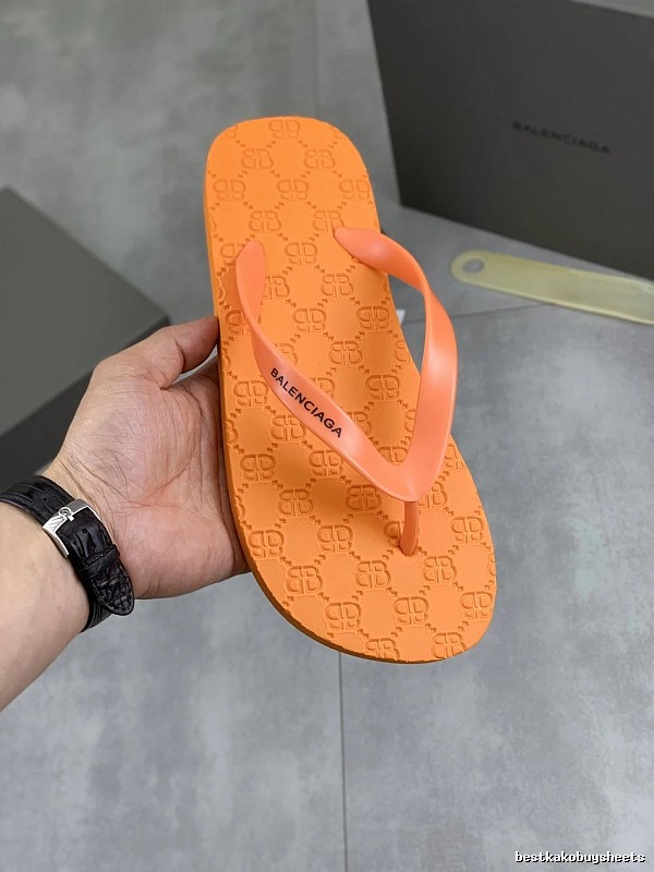 Balenciaga All-over Print Casual Style Orange Flip-Flops