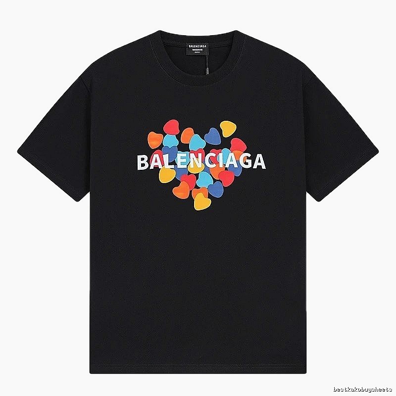 Balenciaga black T-shirt with a heart print.
