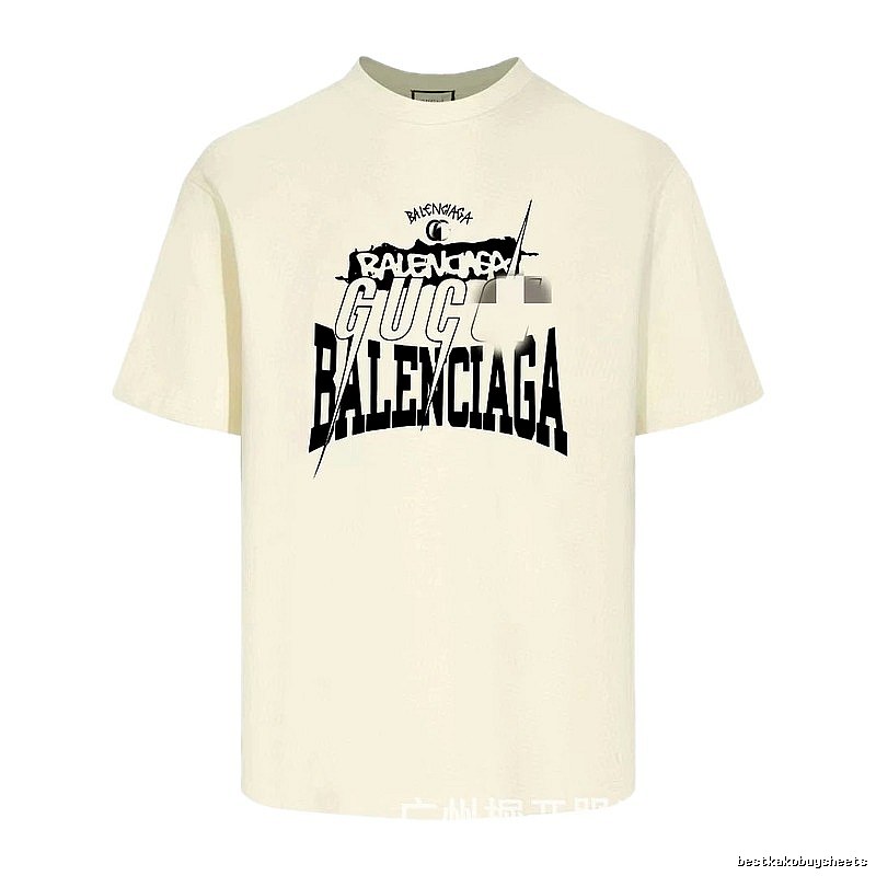 Balenciaga Co-branded Printed Street-style Off-white T-shirt