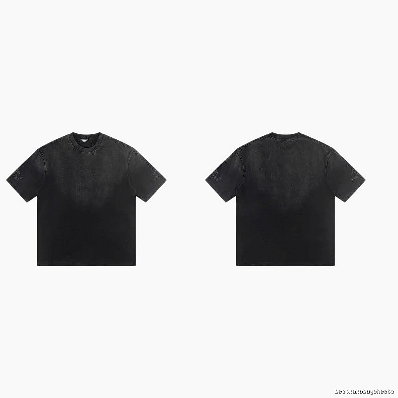 Balenciaga Distressed Street Style Black Short-Sleeve T-Shirt