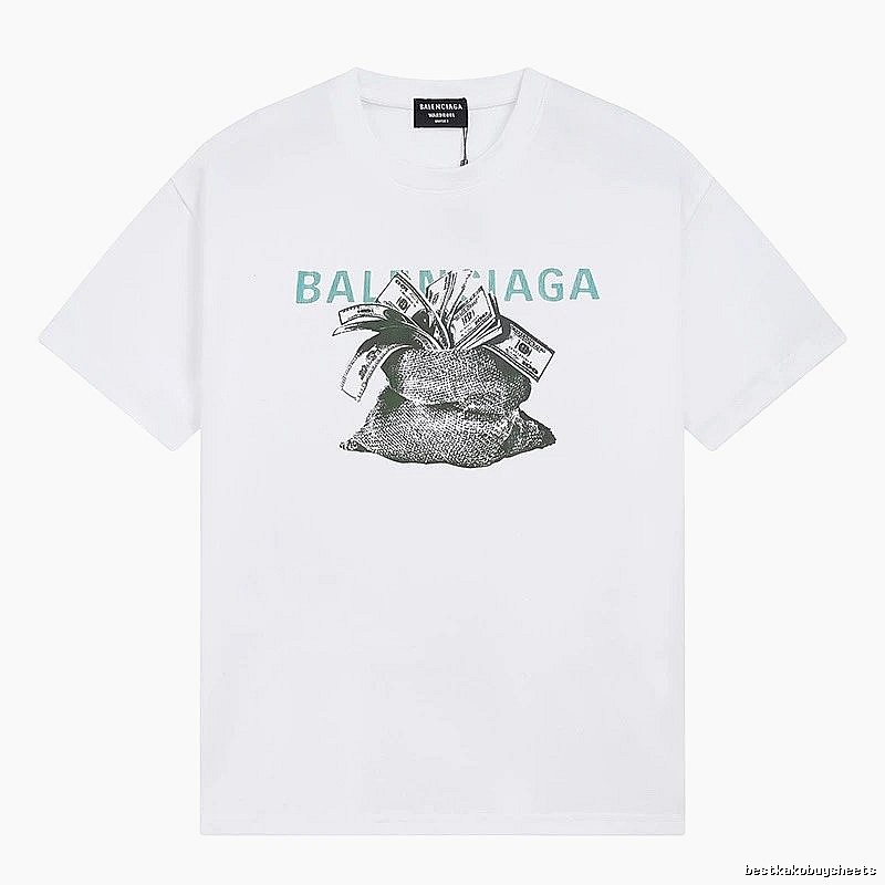 Balenciaga Dollar Bill Print Street Style White T-Shirt