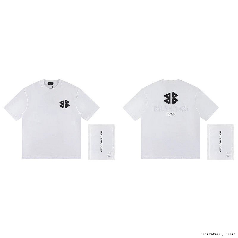Balenciaga Double-B Print Street Style White T-Shirt