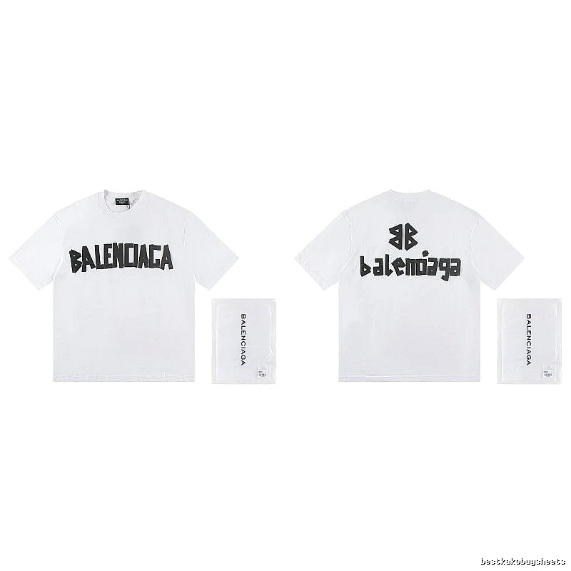 Balenciaga Double B Printed Street Style White T-shirt