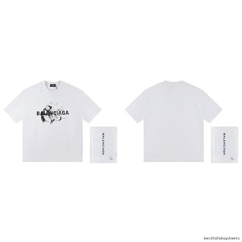 Balenciaga Graffiti Print Street Style White T-Shirt