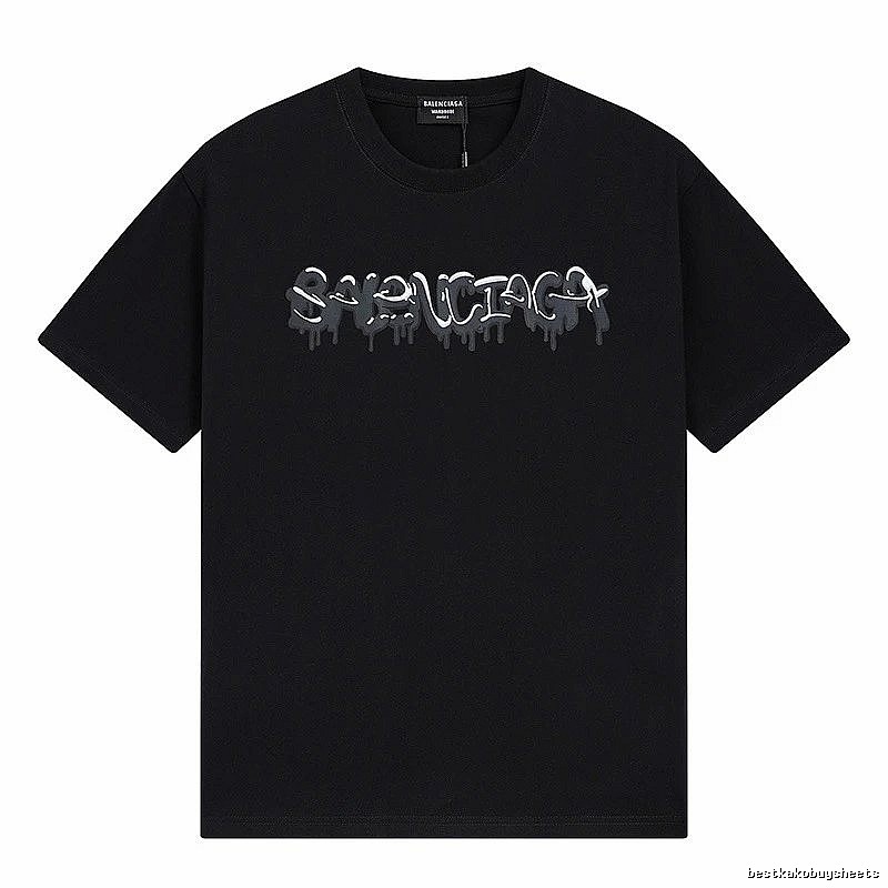Balenciaga Graffiti Street Style Black Short Sleeve T-shirt