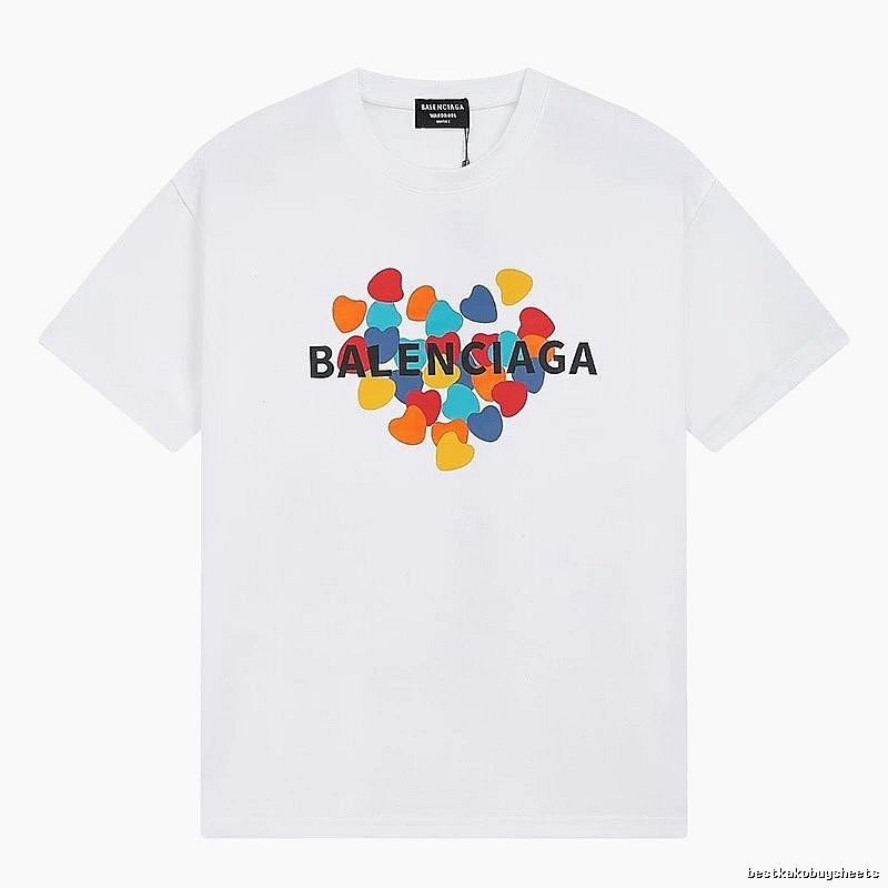 Balenciaga Heart Print Streetwear Brand White T-Shirt