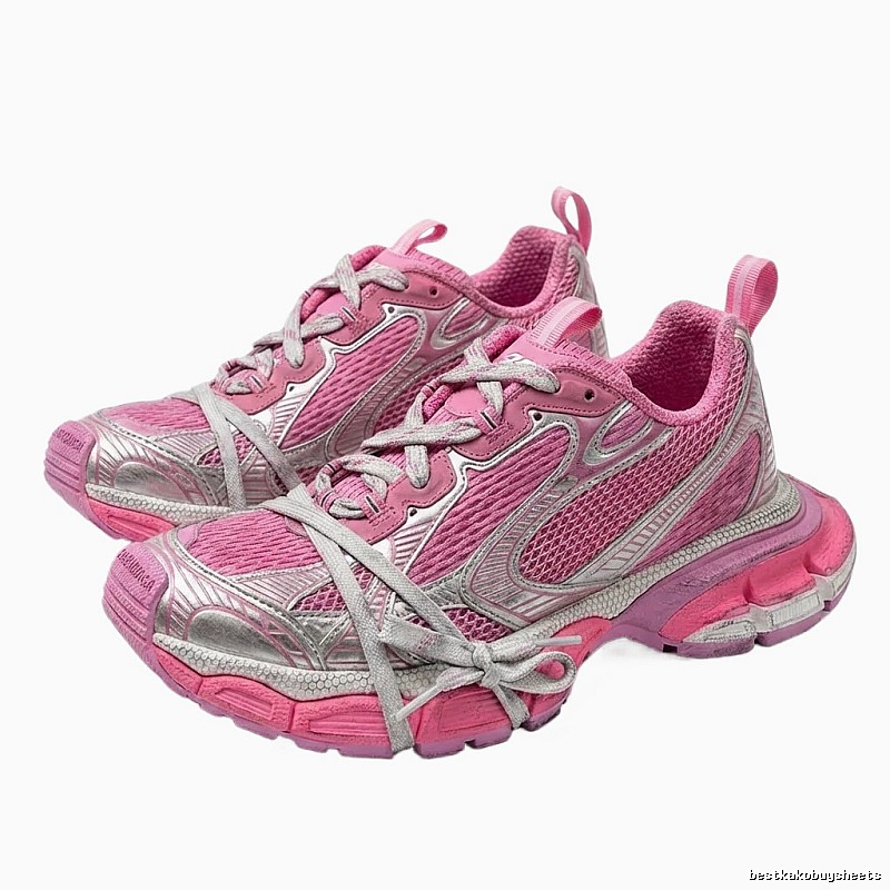 Balenciaga retro-style pink and silver sneakers