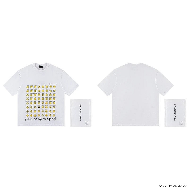 Balenciaga Smiley Face Printed Street Style White T-shirt
