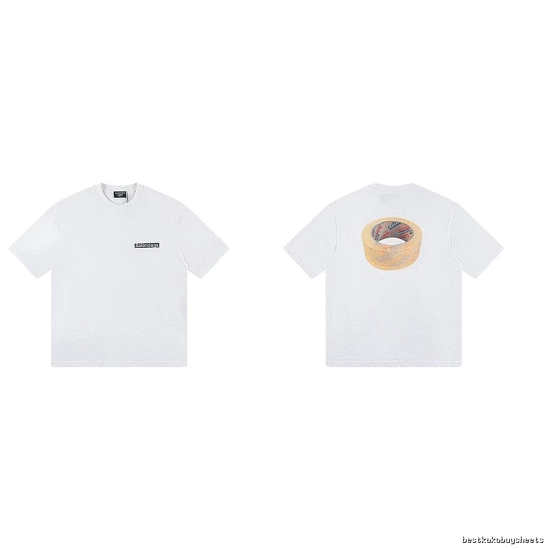 Balenciaga Tape Print Streetwear White T-Shirt