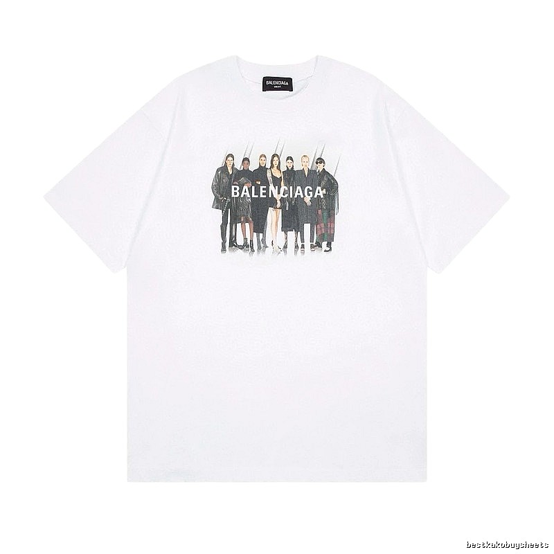 Balenciaga Trendy and Cool Style Portrait Print White T-shirt