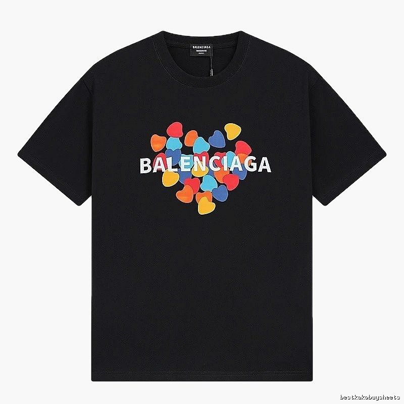 Balenciaga Trendy Black T-shirt with Heart Print