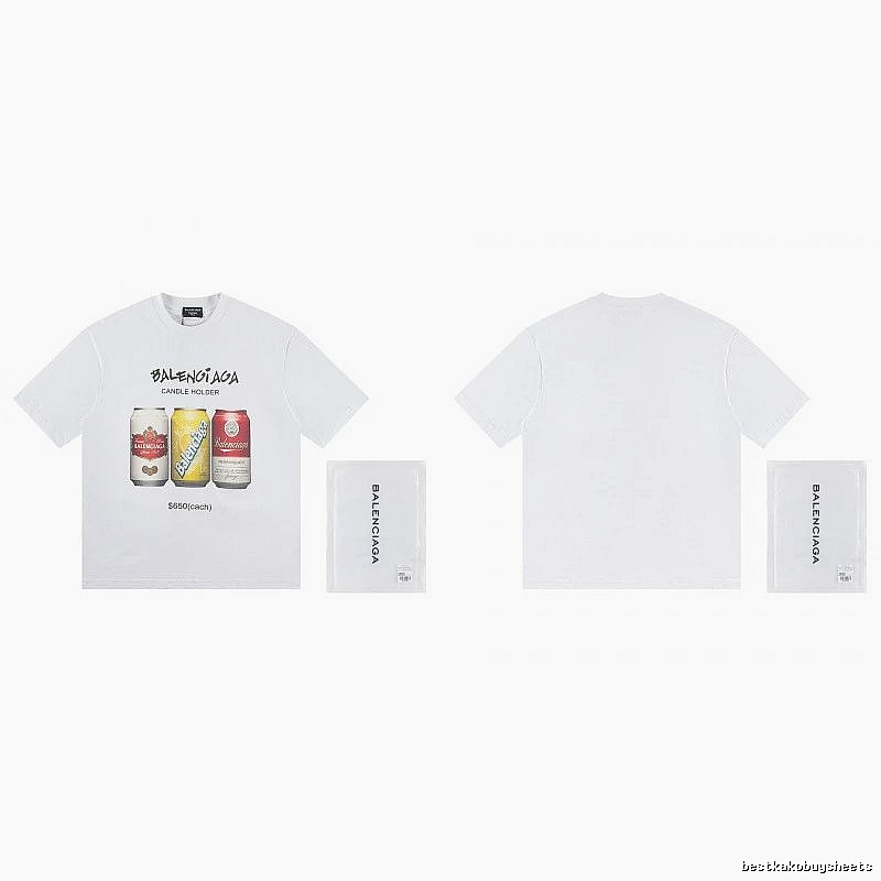 Balenciaga Trendy White T-Shirt with Soda Can Print