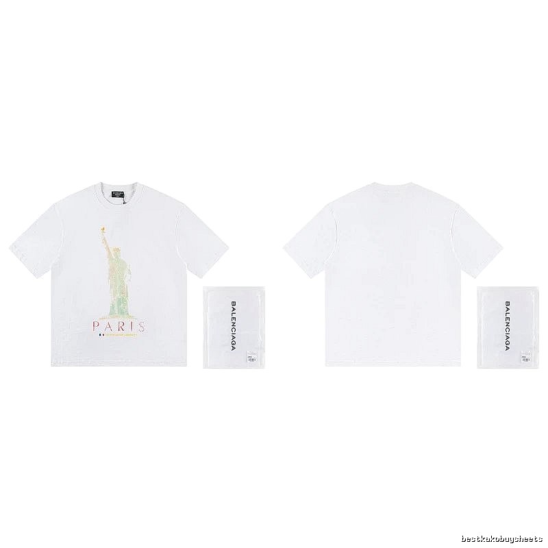 Balenciaga Trendy White T-shirt with Statue of Liberty Print