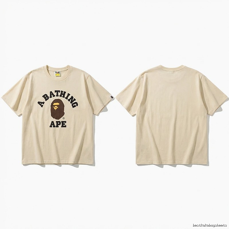 Bape Ape Head Minimalist Style Beige T-shirt