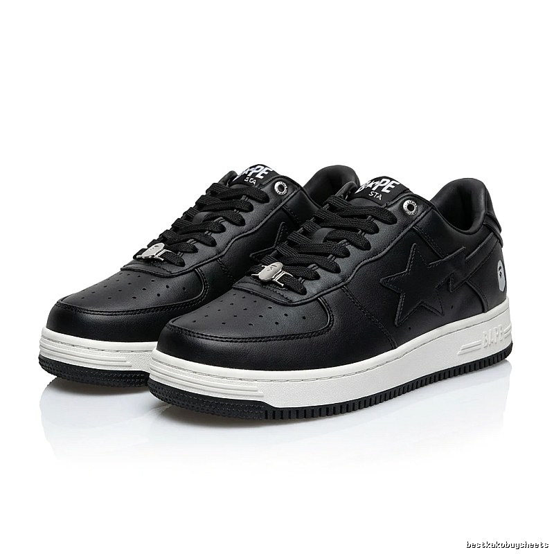 Bape black and white trendy sneakers.