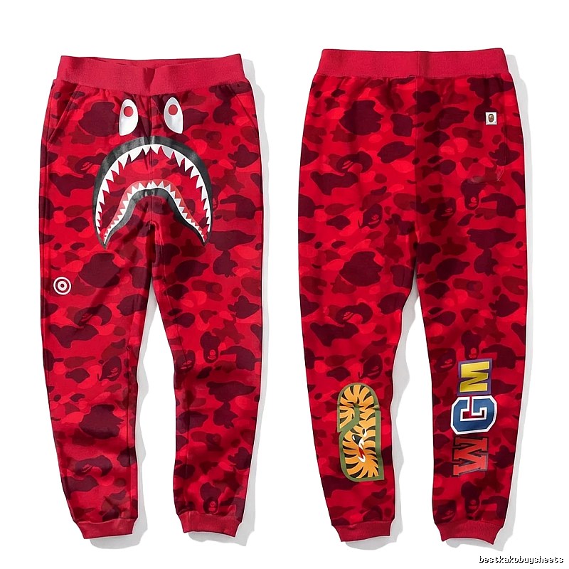 Bape camouflage-style red sweatpants