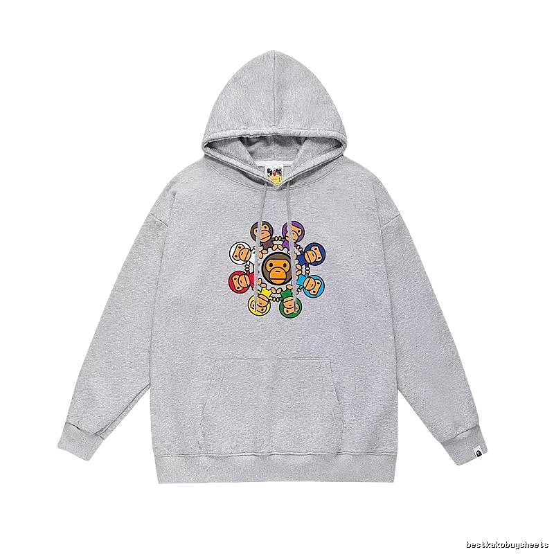 Bape Cartoon Print Grey Hoodie