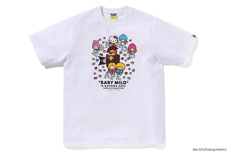 Bape cartoon - printed white T - shirt