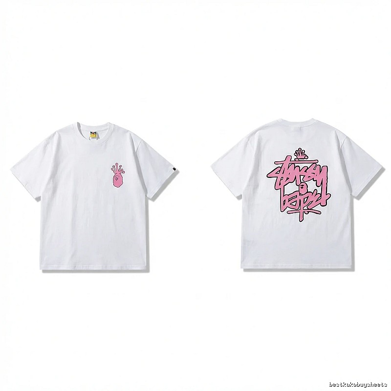 Bape Co-branded Pink Trendy T-shirt