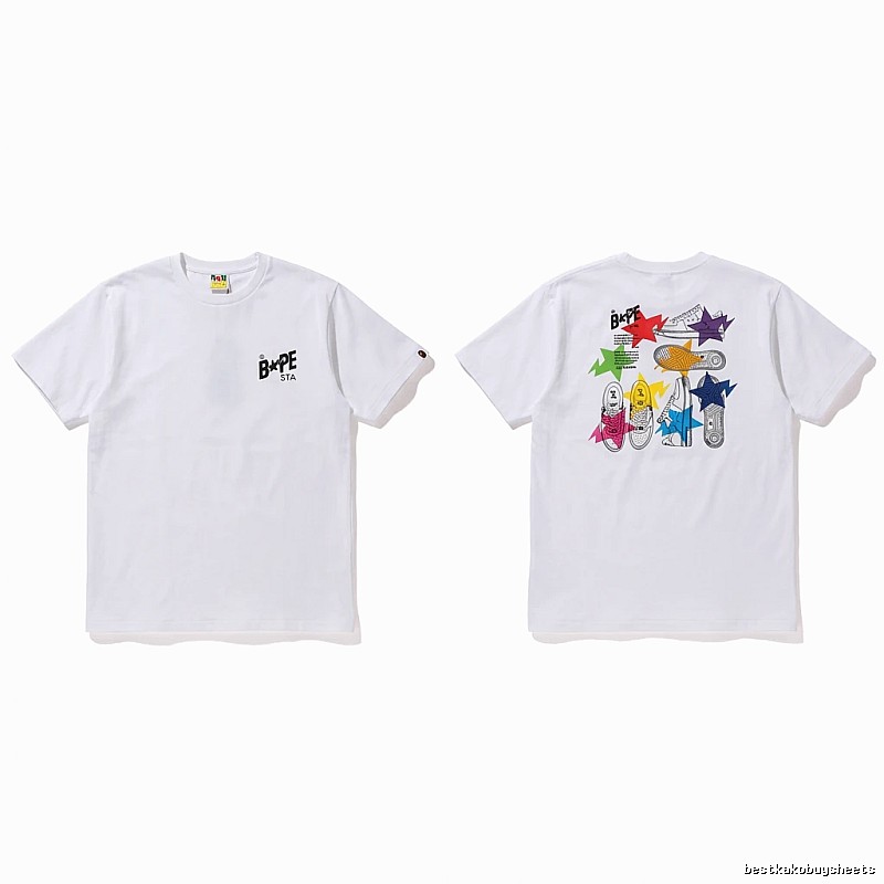 Bape Colorful Printed Style White T-shirt