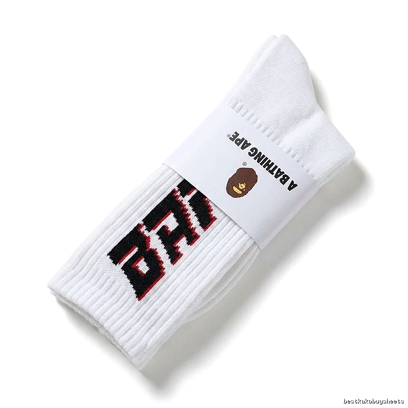 Bape letter trendy brand white socks