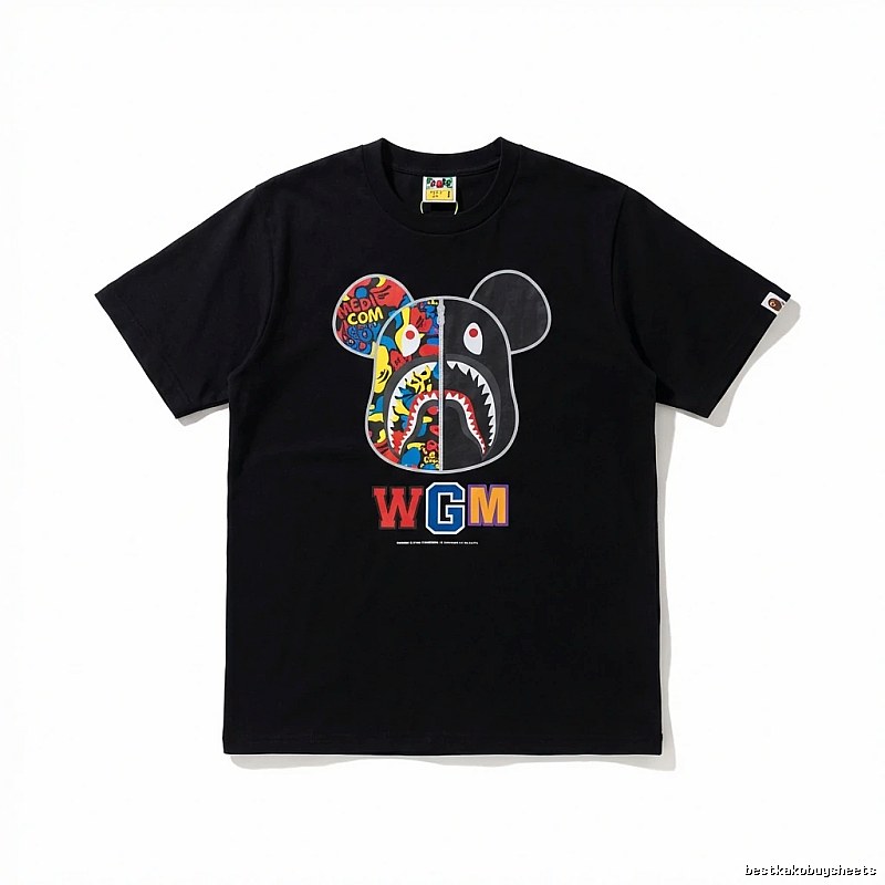 Bape Mickey Shark trendy brand black T-shirt