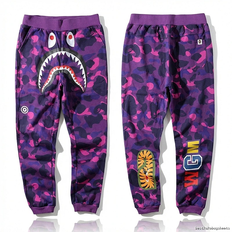 Bape Shark Camouflage Style Purple Pants