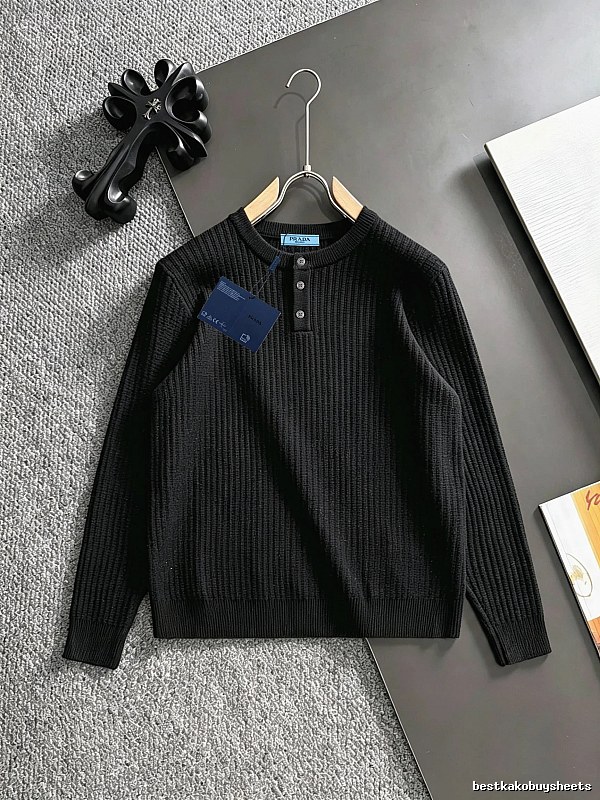 Black Ribbed Cardigan with Small Prada Ribbed Cardigan with Neutral Color