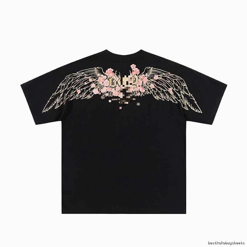 BOY Cherry Blossom Wings Streetwear Style Black T-Shirt