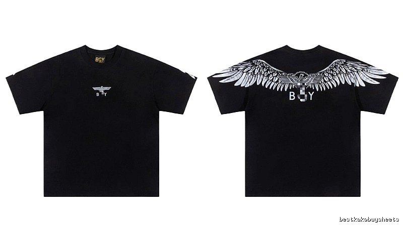 BOY Wing Print Street Style Black Short-sleeve T-shirt