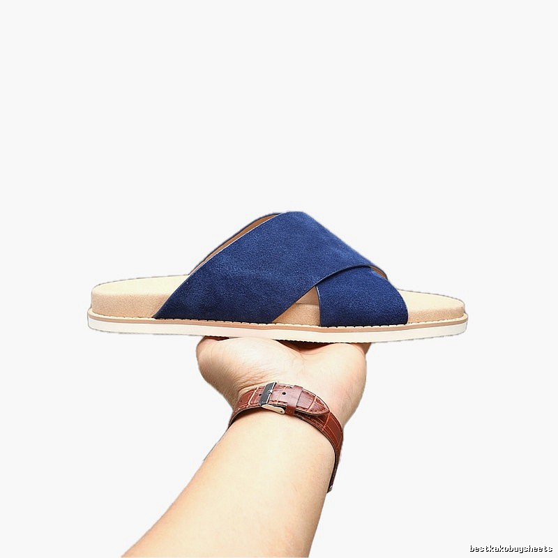 Brunello Cucinelli Casual Blue Cross-strap Slide Sandals