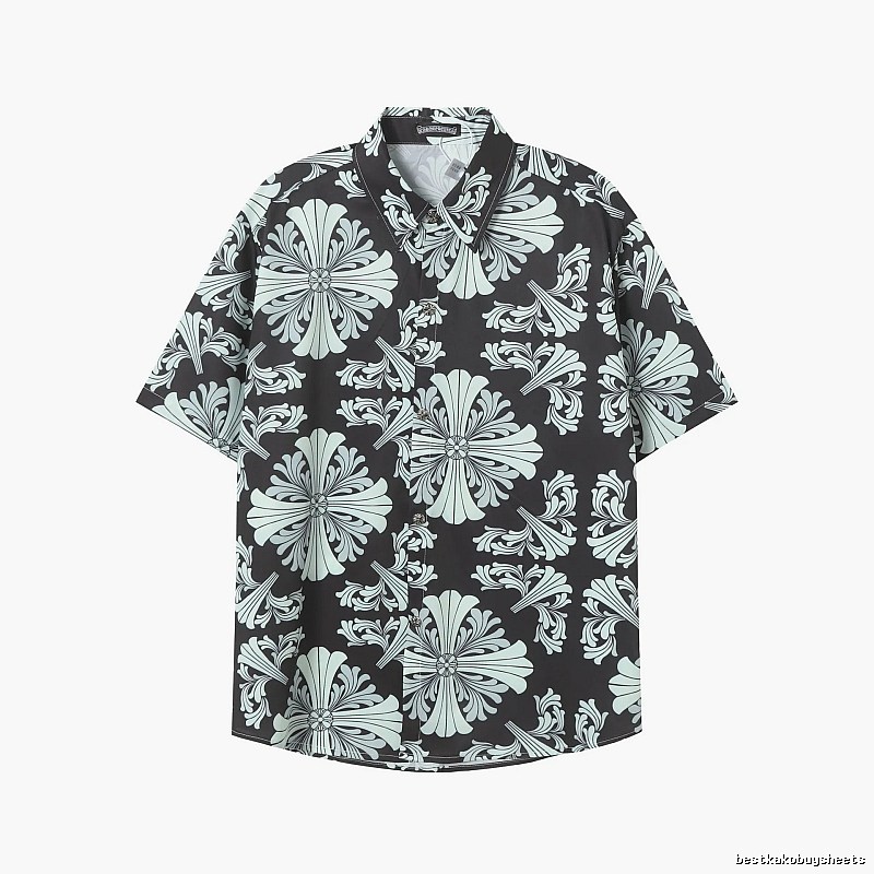 Button-Shirt Styling Black Floral Button Shirt Streetwear Look