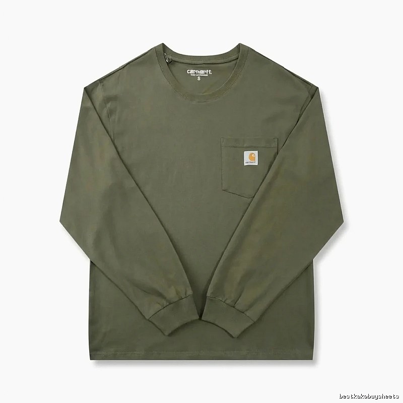 Carhartt workwear style olive green long-sleeve