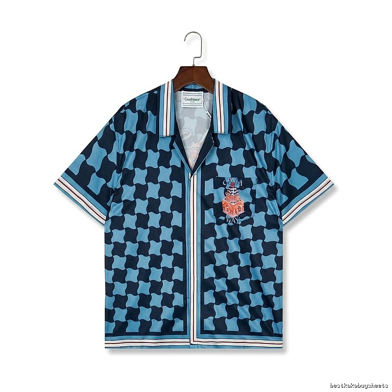 Casablanca checkered retro-style blue shirt