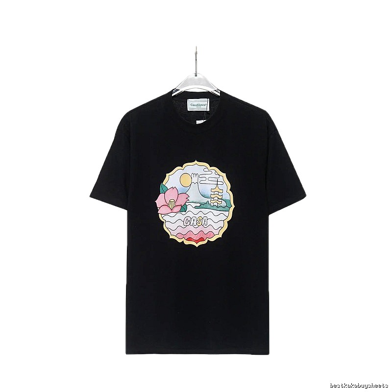 Casablanca Print Retro Style Black T-shirt