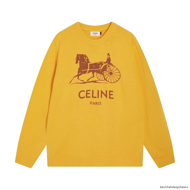 CELINE Yellow Logo Knit Sweater for Travel Packing
