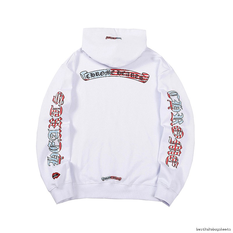 Chrome Hearts 2088-78 White Cross Graphic Hoodie Logo Detail