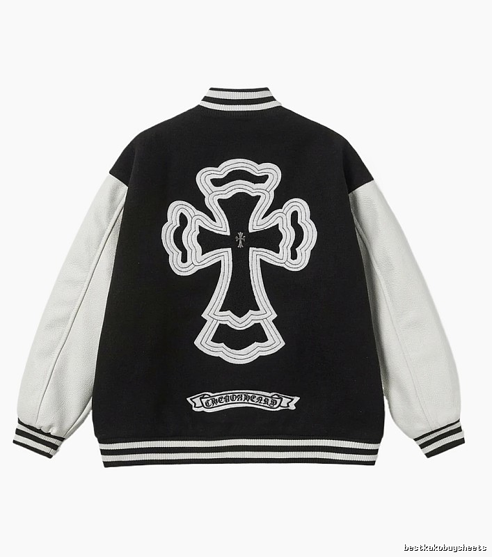 Chrome Hearts Cross Black and White Baseball Jacket