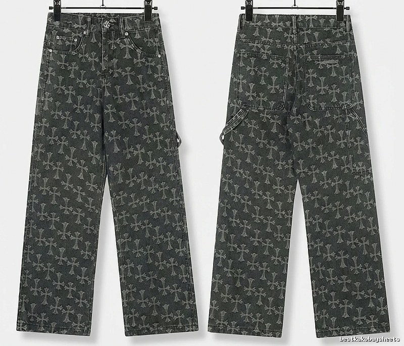 Chrome Hearts cross print black jeans