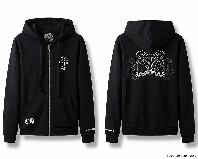 Chrome Hearts Cross Print Style Black Sweatshirt