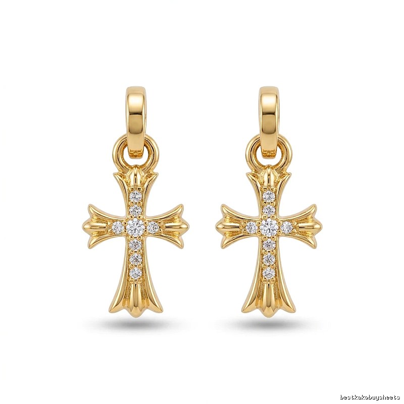 Chrome Hearts Cross Trendy and Cool Style Gold Earrings