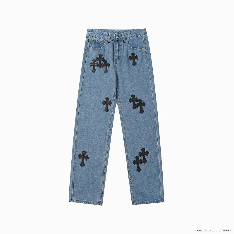 Chrome Hearts Easy Match Graphic jeans Light Denim Jeans for Leisure Wear