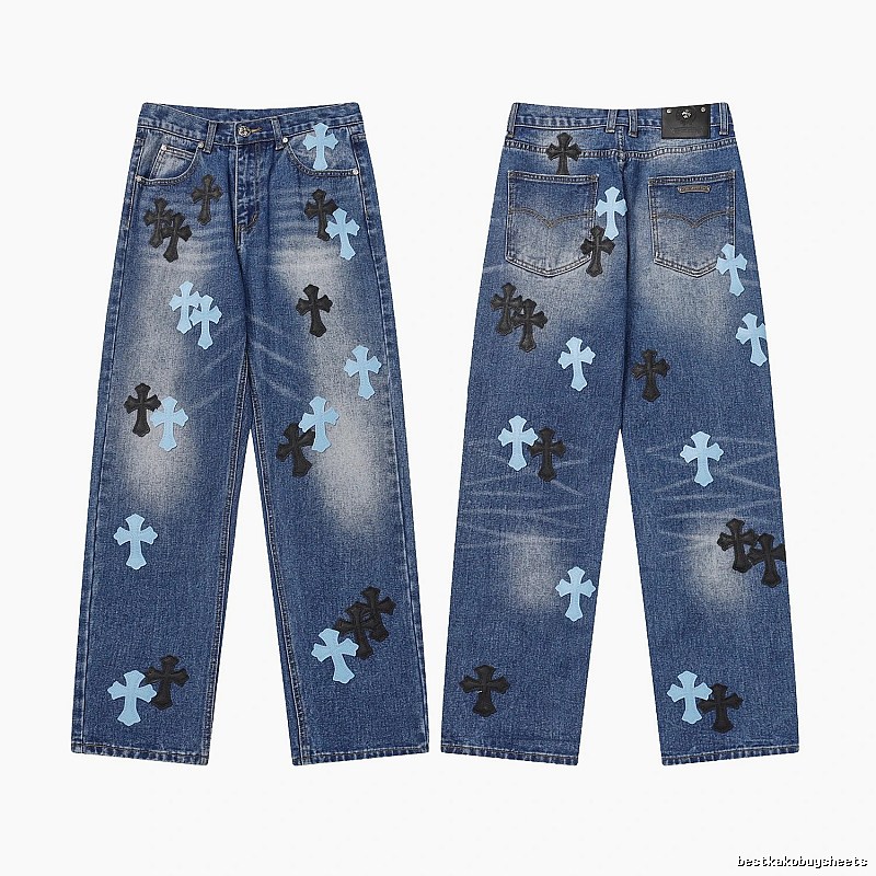 Chrome Hearts Monogram Graphic jeans Light Denim Jeans for Casual Outfits