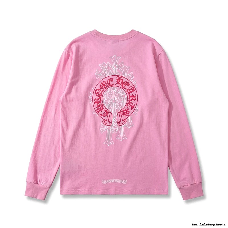 Chrome Hearts Printed Fashionable Pink Long-sleeved Shirt