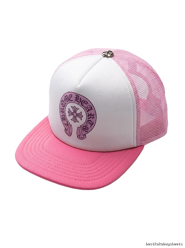 Chrome Hearts Retro Style Pink and White Hat