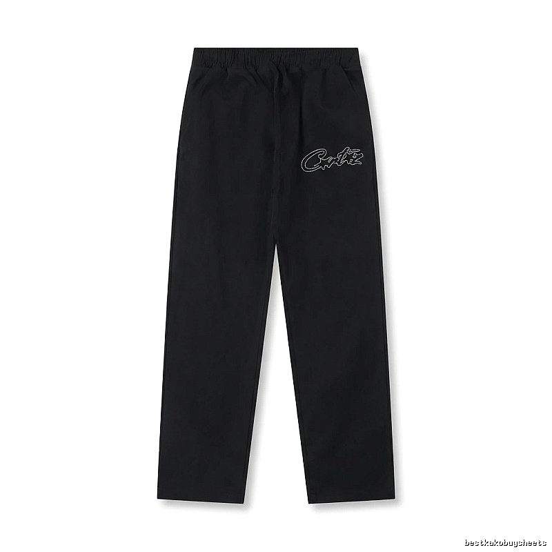 Corteiz minimalist style black long trousers