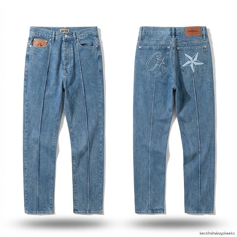 Corteiz star embroidery denim blue jeans